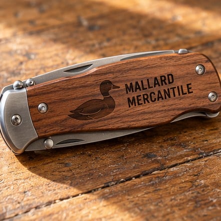 Custom Engraved Wood-Handle Knives